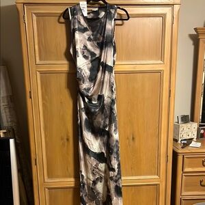 Abstract Sleeveless Maxi Dress